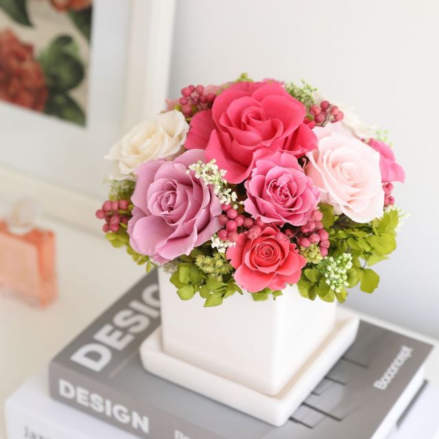 敬老の日/ギフト/プリザーブドフラワー/アレンジメント/ローズ/プリンセスローズ/プレゼント/インテリア