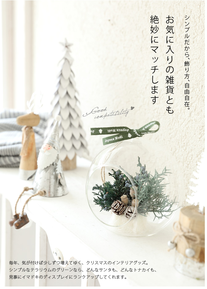 クリスマスドーム プリザーブドグリーンテラリウム インテリアグリーン クリスマス飾り